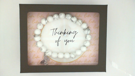 Stretch Color Gemstone Bracelet in Sterling Silver White with 22 Round Howlites