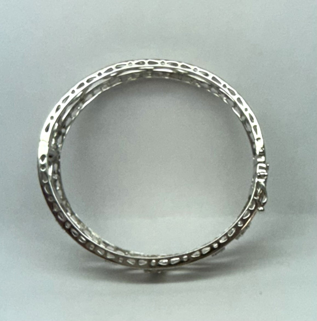 14K white gold diamond bangle bracelet.