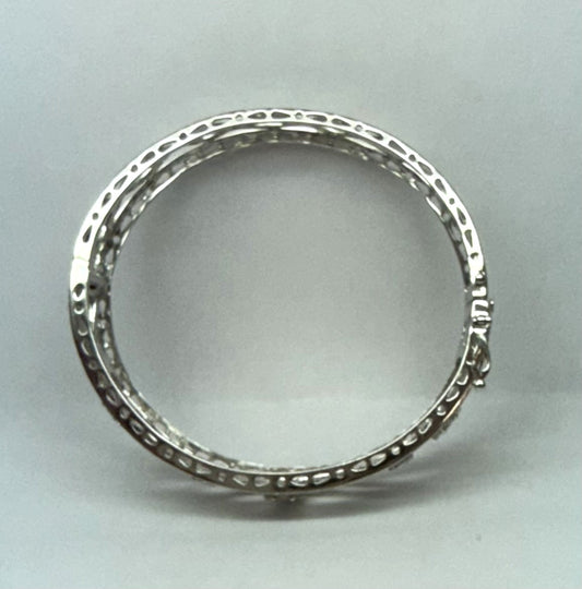 14K white gold diamond bangle bracelet.