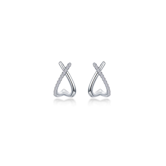 Huggie Simulated Diamond Earrings in Platinum Bonded Sterling Silver 0.22ctw