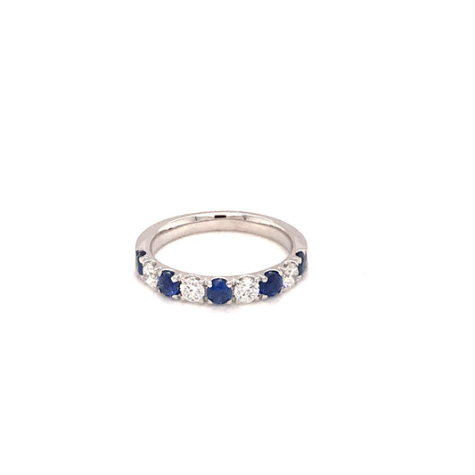 Precious Color Collection Color Gemstone Ring in 14 Karat White with 5 Round Sapphires 0.62ctw