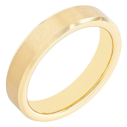 Tungsten carbide yellow carved band, polished finish.
