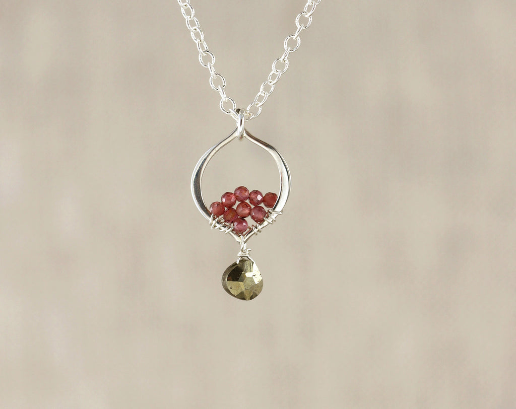 Sterling silver necklace with pyrite drop.