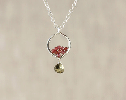 Sterling silver necklace with pyrite drop.