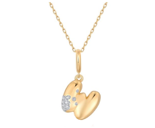 14K gold necklace with diamond accents.