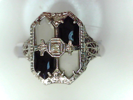 Diamond Accent Color Gemstone Ring in 14 Karat White with 1 Round K SI2 Diamond 0.02ctw