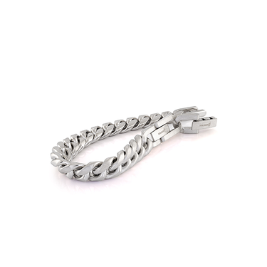 Cuban Link Bracelet (No Stones) in Stainless Steel White