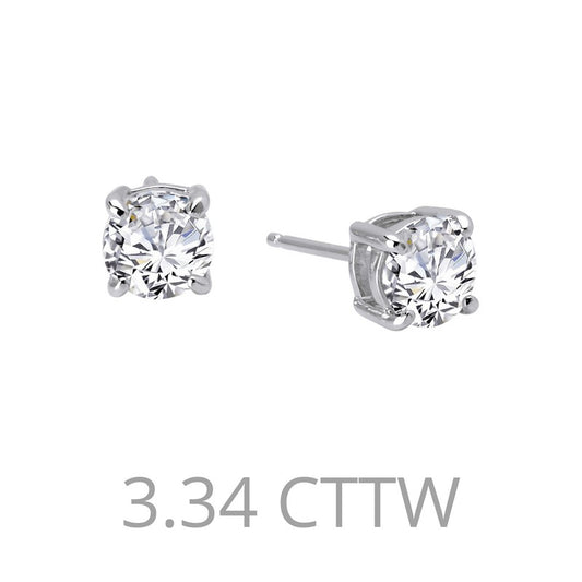 Stud Simulated Diamond Earrings in Platinum Bonded Sterling Silver 3.34ctw