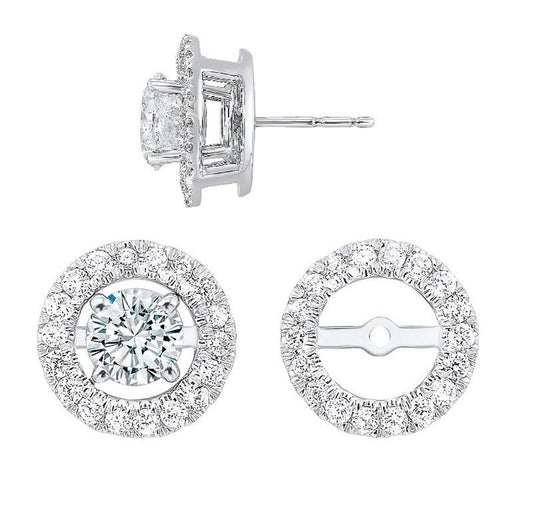Diamond Jackets Natural Diamond Earrings in 14 Karat White with 0.19ctw H/I I1 Round Diamonds