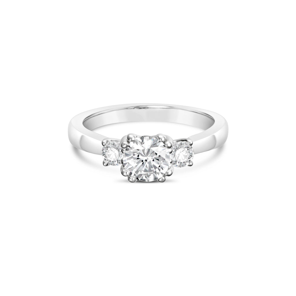 3-Stone Mined Diamond Engagement Ring Semi-Mount in 14 Karat White with 0.33ctw Round Diamonds