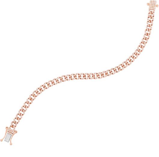 Rose gold Cuban link diamond bracelet.