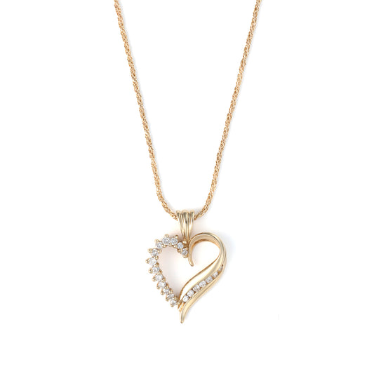 M Estate Collection Natural Diamond Necklace in 14 Karat Yellow with 0.50ctw H/I I1 Round Diamonds