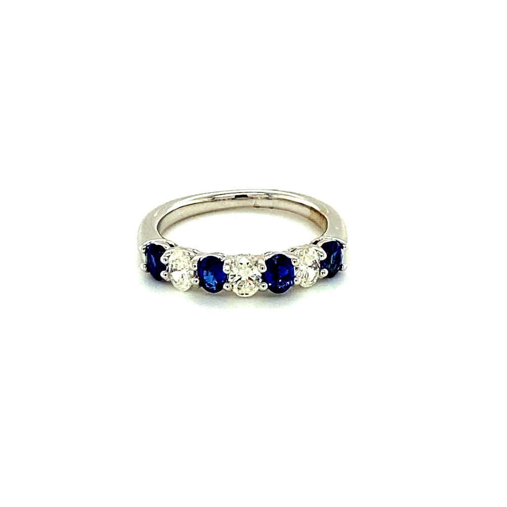 Color Gemstone Color Gemstone Band in 14 Karat White with 4 Oval Sapphires 0.70ctw