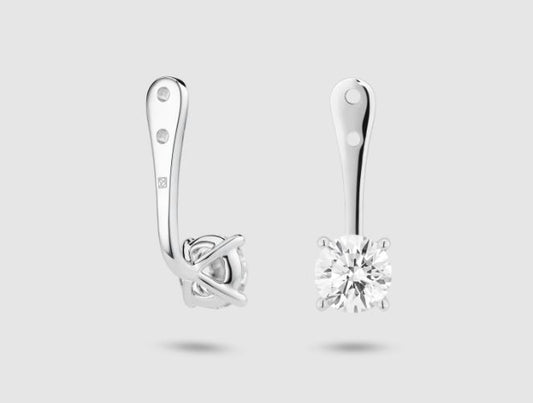 14K white gold earrings with round diamonds.