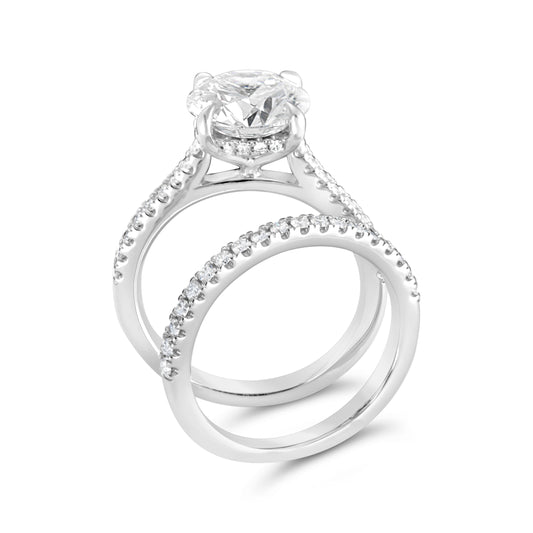 14K white gold ring with diamonds.
