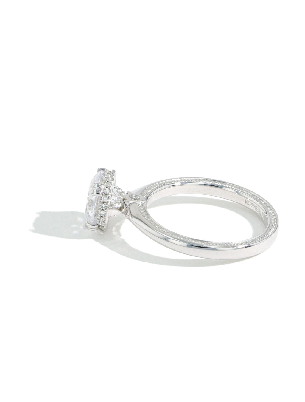 Verragio 14K white gold diamond halo engagement ring.