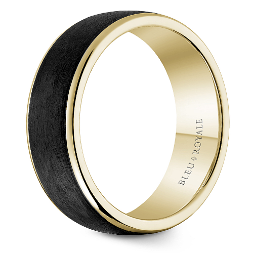 Carbon fiber band with black-yellow gold edges.