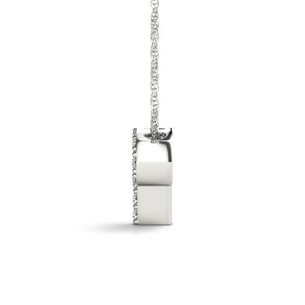 White gold initial pendant with diamonds.