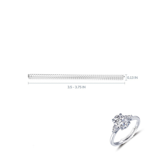 Oval simulated diamond ring, platinum bonded silver.