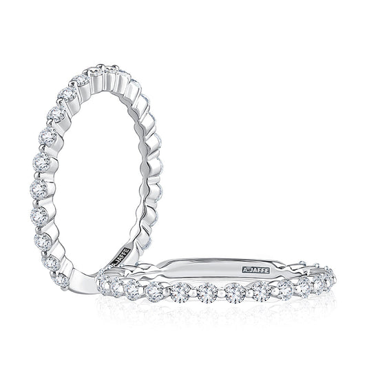 Stackable diamond band, 14K white gold.