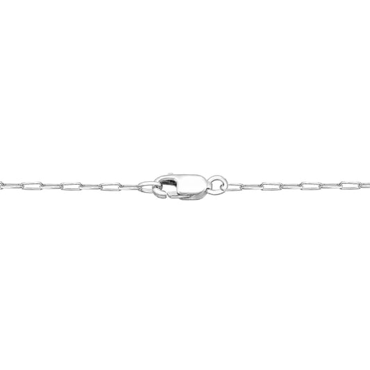Sterling silver paperclip chain with clasp.