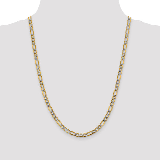 14K white-yellow gold Figaro chain necklace.