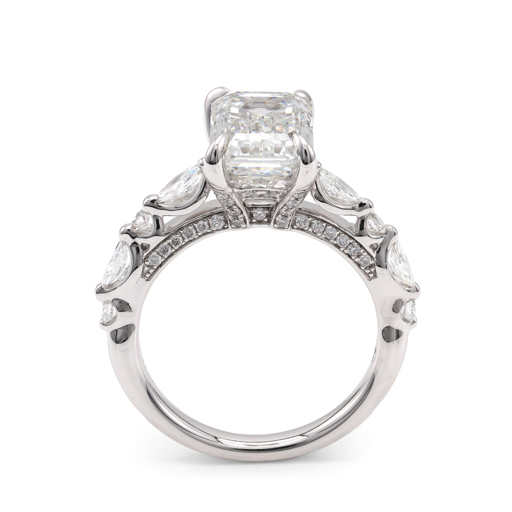 18K white gold ring with diamonds.