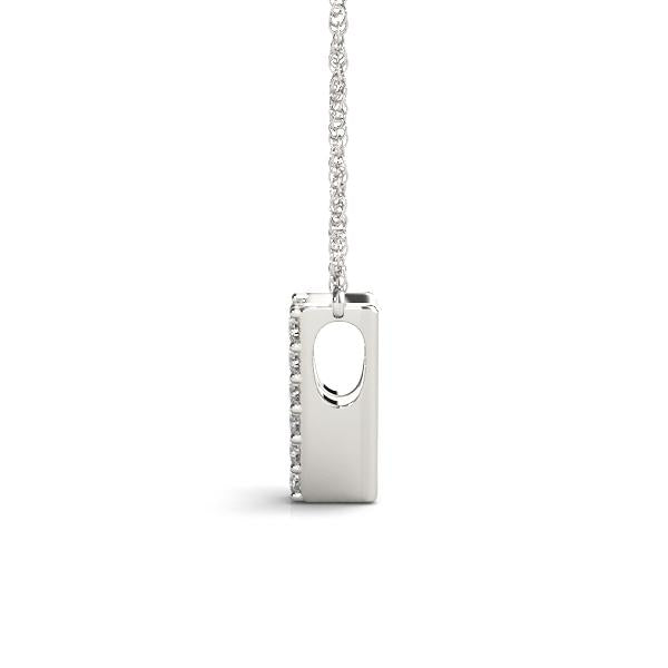 Diamond-accented white gold pendant necklace.