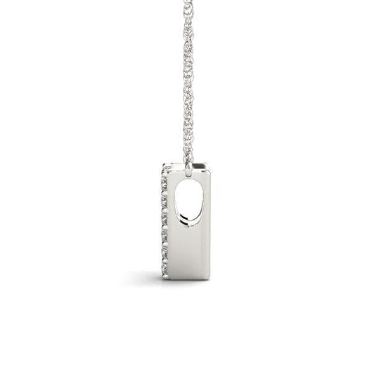 Diamond-accented white gold pendant necklace.