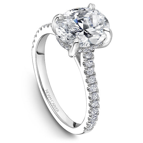 14K white gold ring with round diamonds.