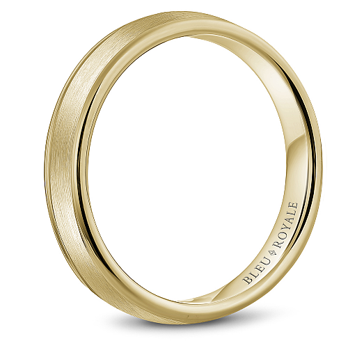 14K yellow gold carved band, polished satin finish.