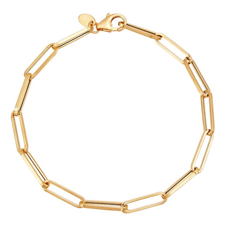 14K gold paperclip bracelet, lobster clasp.
