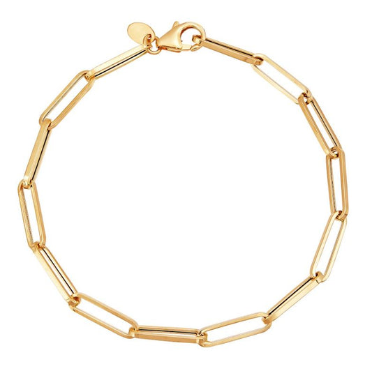 14K gold paperclip bracelet, lobster clasp.