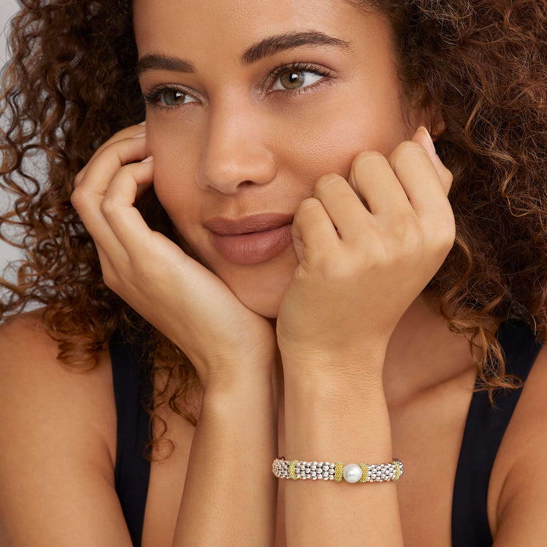 Ladies White Yellow Gemstone Bracelet in Sterling