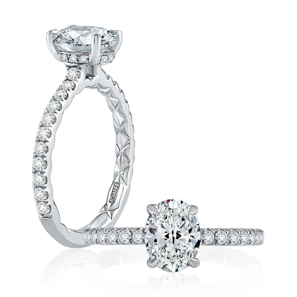 14K white gold diamond semi-mount ring.