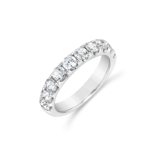 Stackable white gold band with round diamonds.