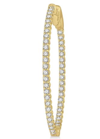 ReMARKable Designs Oval Hoop Natural Diamond Earrings in 14 Karat Yellow Gold