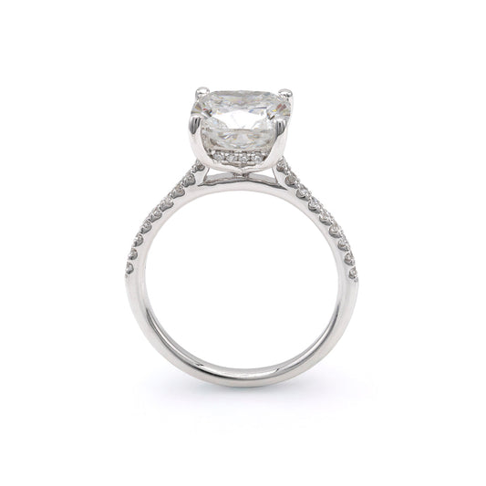 14K white gold engagement ring with diamonds.