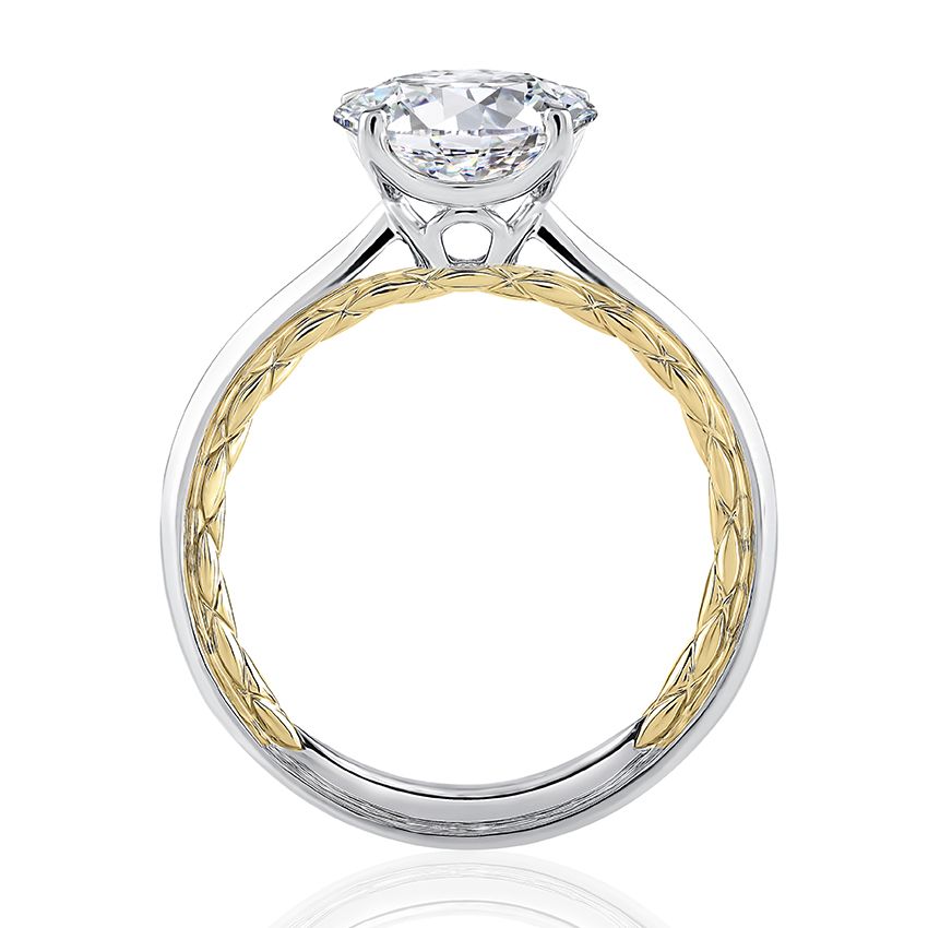 White yellow gold diamond engagement ring.