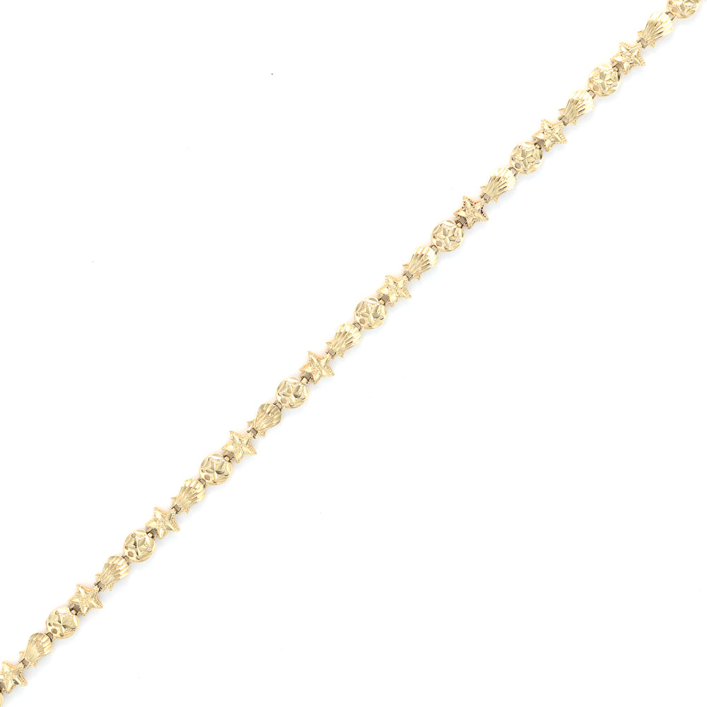 14K yellow gold chain, star motifs.