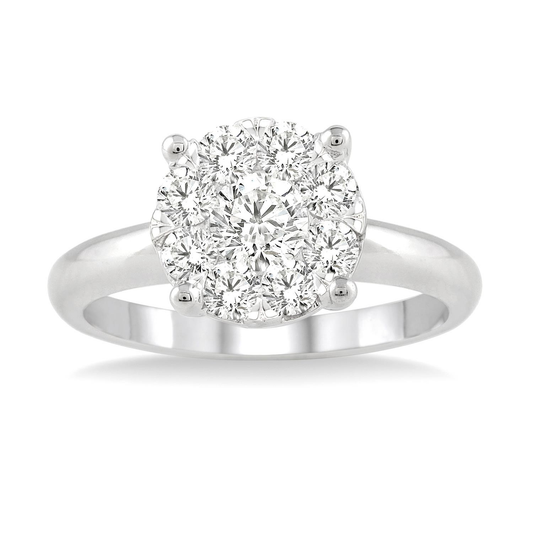 ReMARKable Designs Solitaire Cluster Natural Diamond Complete Engagement Ring in 14 Karat White Gold with 1.00ctw Round Diamonds