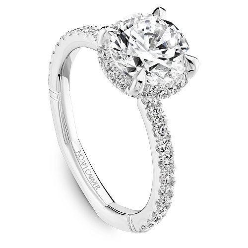 Noam Carver Halo Side Stone Natural Diamond Semi-M