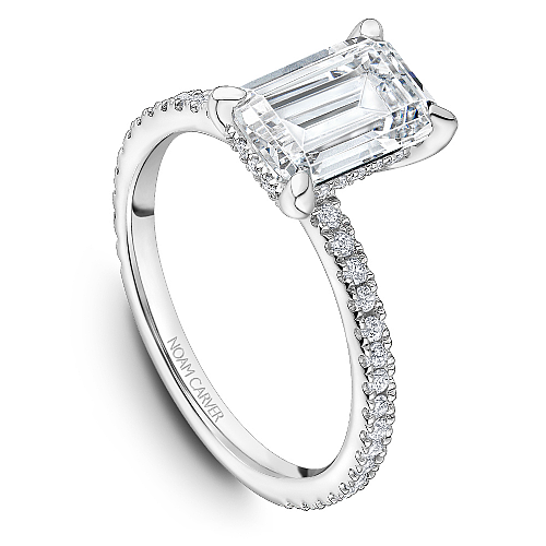 14K white gold ring with accent diamonds.