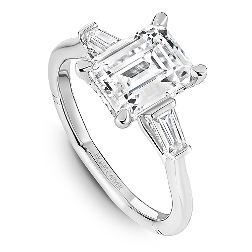 14K white gold ring with baguette diamonds.