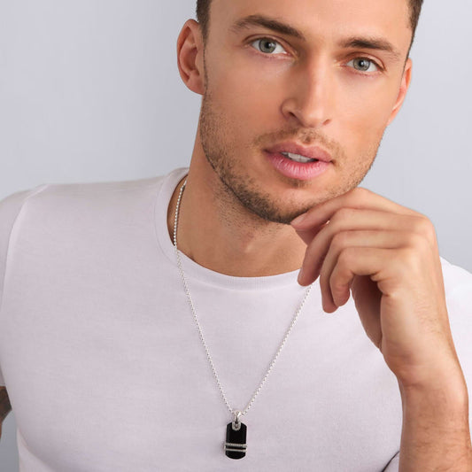 Men's Pendant Color Gemstone Necklace in Sterling