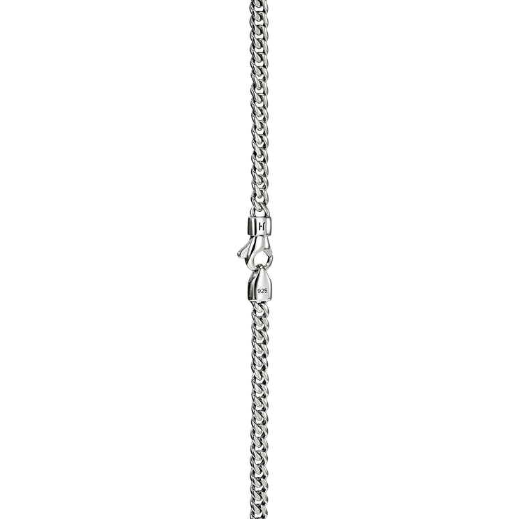 Sterling silver polished curb chain with clasp.
