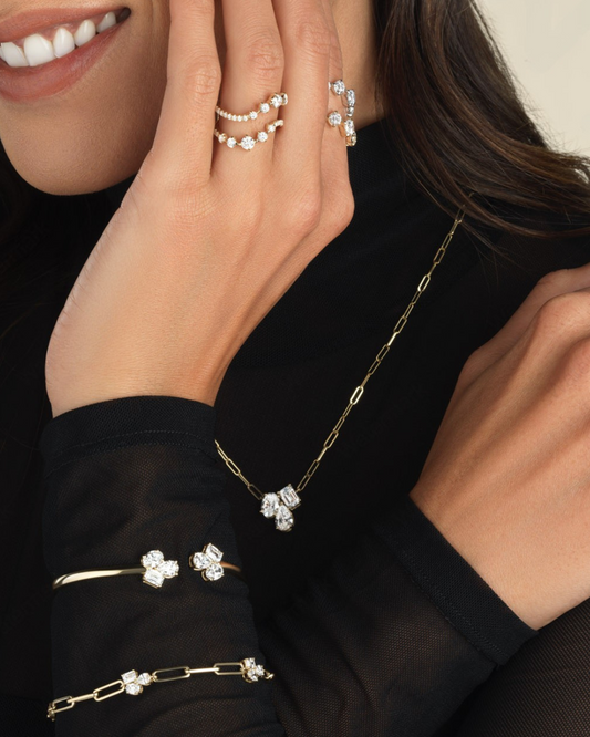 Lab-grown diamond necklace with paperclip chain.