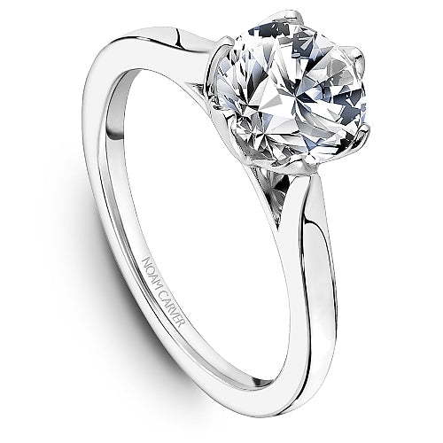 Solitaire diamond ring, 14K white gold, elegant design.