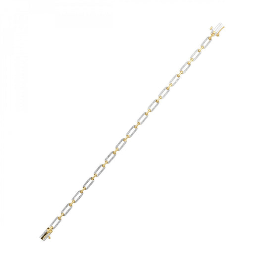 Yellow gold paperclip diamond bracelet.