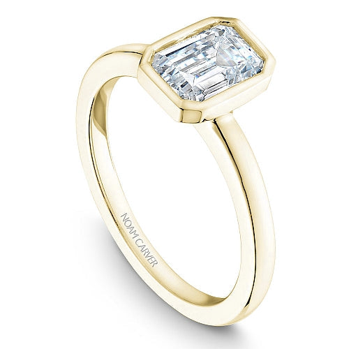 14K yellow gold ring, modern solitaire setting.